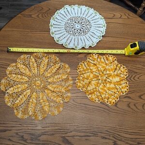 COPY - Vintage Round  Doilies x 3. Different patterns. Handmade crocheted. EUC.